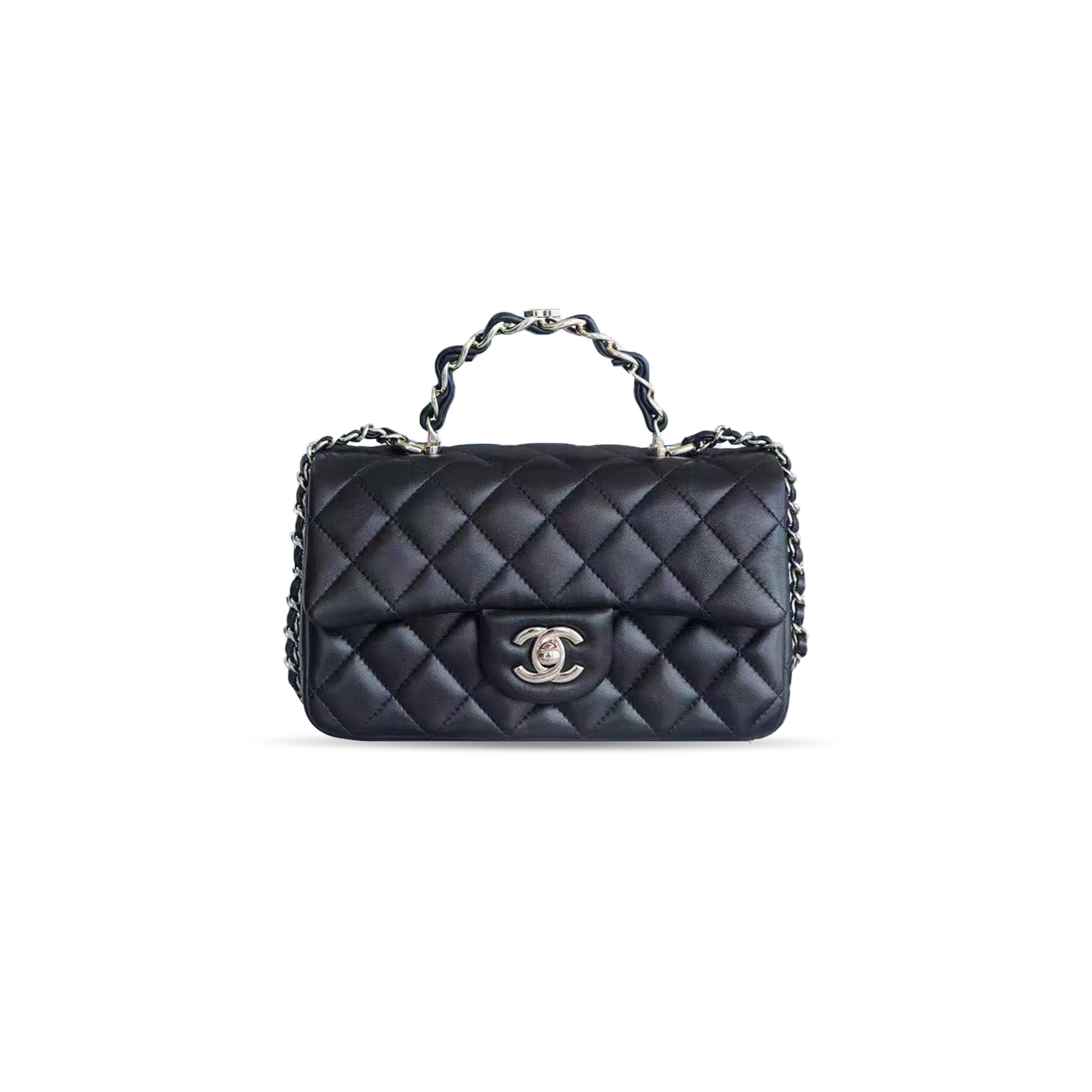 CHANEL 24K GREY TOP HANDLE BAG (20*12*6cm)